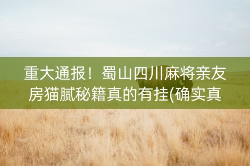 重大通报！蜀山四川麻将亲友房猫腻秘籍真的有挂(确实真的有挂)