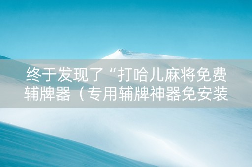 终于发现了“打哈儿麻将免费辅牌器（专用辅牌神器免安装）
