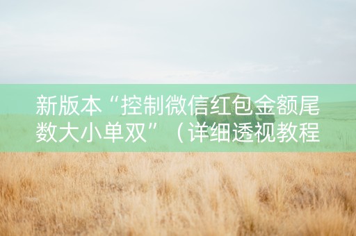 新版本“控制微信红包金额尾数大小单双”（详细透视教程）-哔哩哔哩
