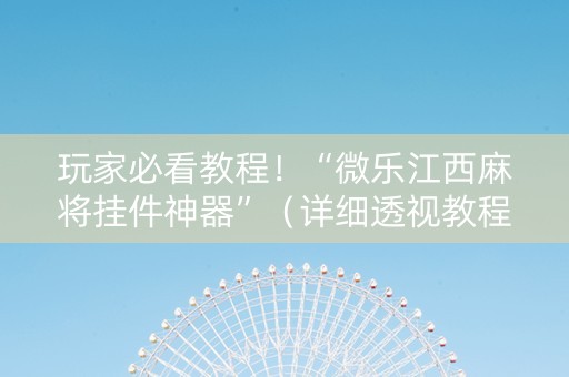 玩家必看教程！“微乐江西麻将挂件神器”（详细透视教程）-哔哩哔哩
