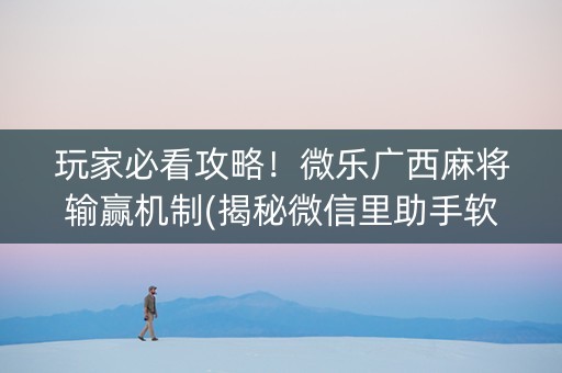 玩家必看攻略！微乐广西麻将输赢机制(揭秘微信里助手软件)
