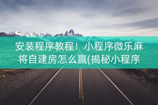安装程序教程！小程序微乐麻将自建房怎么赢(揭秘小程序赢牌技巧)
