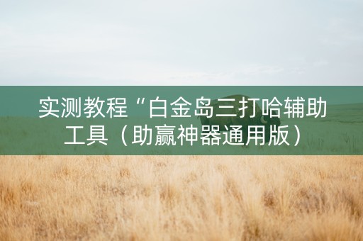 实测教程“白金岛三打哈辅助工具（助赢神器通用版）