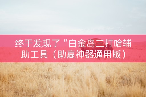 终于发现了“白金岛三打哈辅助工具（助赢神器通用版）
