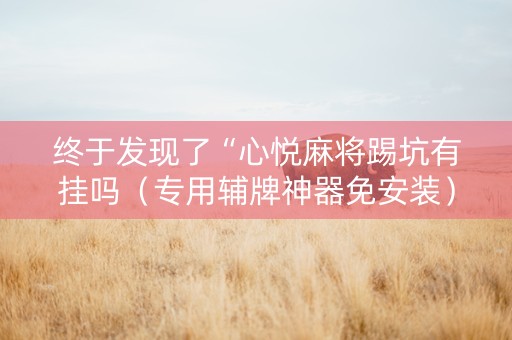 终于发现了“心悦麻将踢坑有挂吗（专用辅牌神器免安装）