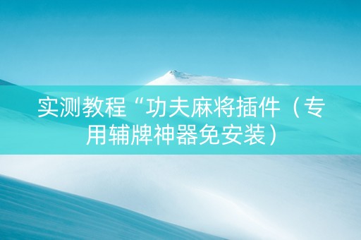 实测教程“功夫麻将插件（专用辅牌神器免安装）