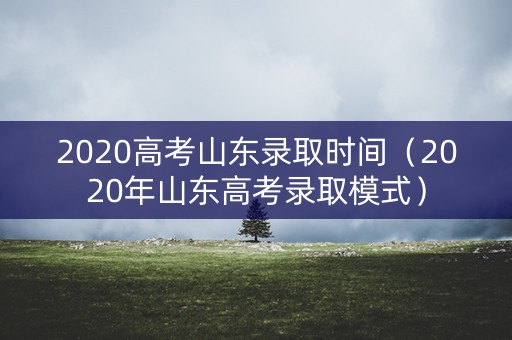 2020高考山东录取时间（2020年山东高考录取模式）