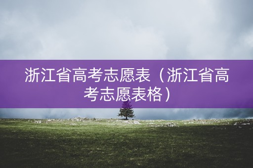 浙江省高考志愿表（浙江省高考志愿表格）