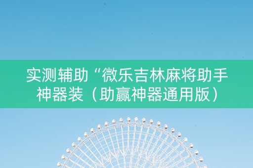 实测辅助“微乐吉林麻将助手神器装（助赢神器通用版）