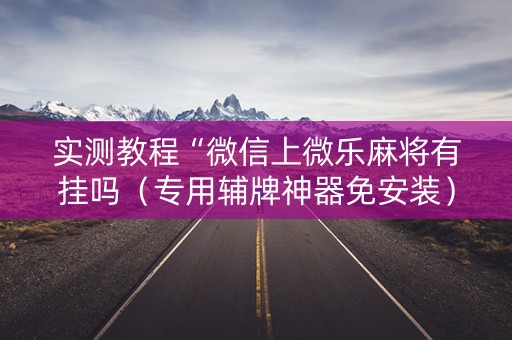 实测教程“微信上微乐麻将有挂吗（专用辅牌神器免安装）