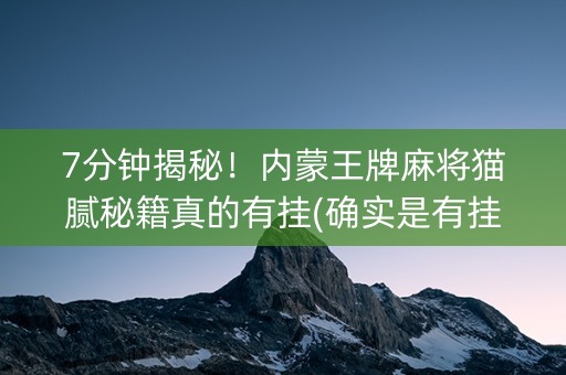 7分钟揭秘！内蒙王牌麻将猫腻秘籍真的有挂(确实是有挂)