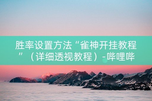 胜率设置方法“雀神开挂教程”（详细透视教程）-哔哩哔哩