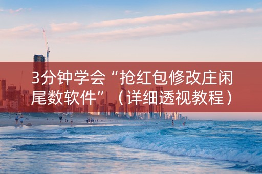 3分钟学会“抢红包修改庄闲尾数软件”（详细透视教程）-哔哩哔哩