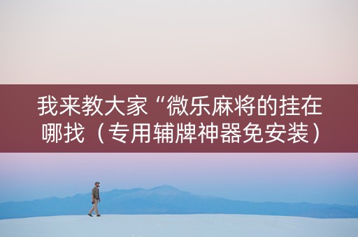 我来教大家“微乐麻将的挂在哪找（专用辅牌神器免安装）