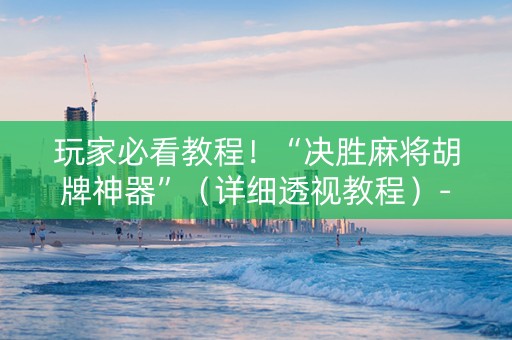 玩家必看教程！“决胜麻将胡牌神器”（详细透视教程）-哔哩哔哩