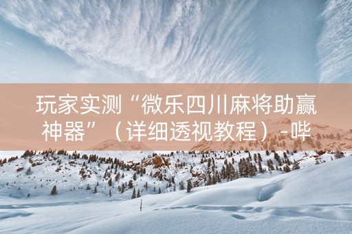玩家实测“微乐四川麻将助赢神器”（详细透视教程）-哔哩哔哩