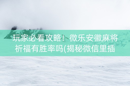 玩家必看攻略！微乐安徽麻将祈福有胜率吗(揭秘微信里插件下载)