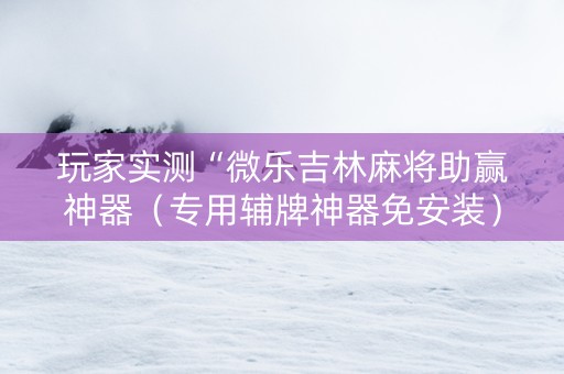 玩家实测“微乐吉林麻将助赢神器（专用辅牌神器免安装）