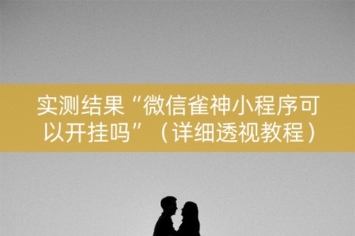 实测结果“微信雀神小程序可以开挂吗”（详细透视教程）-哔哩哔哩