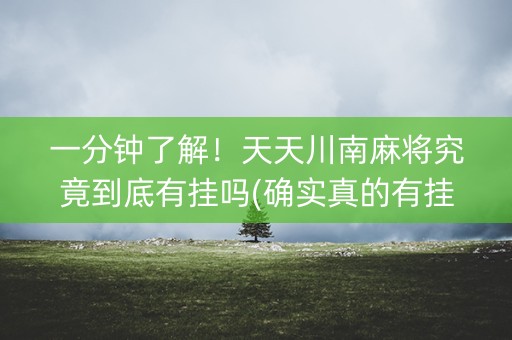 一分钟了解！天天川南麻将究竟到底有挂吗(确实真的有挂)