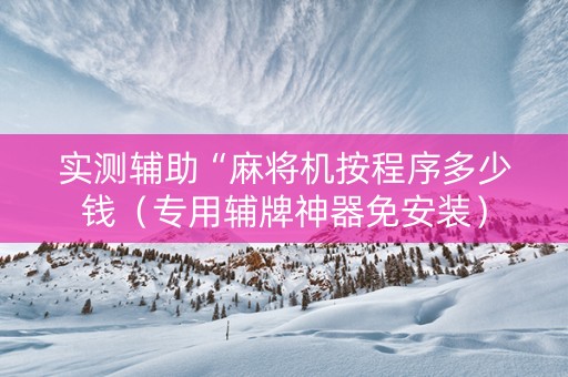 实测辅助“麻将机按程序多少钱（专用辅牌神器免安装）