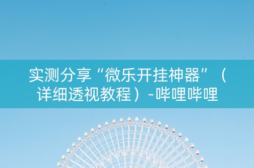 实测分享“微乐开挂神器”（详细透视教程）-哔哩哔哩