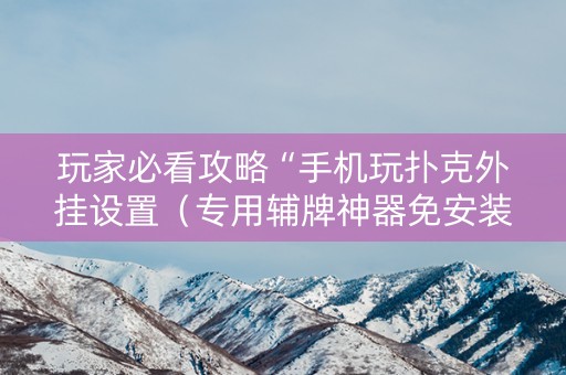 玩家必看攻略“手机玩扑克外挂设置（专用辅牌神器免安装）