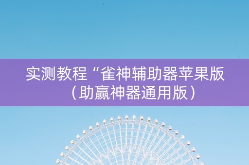 实测教程“雀神辅助器苹果版（助赢神器通用版）