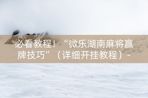 必看教程！“微乐湖南麻将赢牌技巧”（详细开挂教程）-哔哩哔哩
