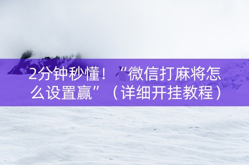 2分钟秒懂！“微信打麻将怎么设置赢”（详细开挂教程）-哔哩哔哩