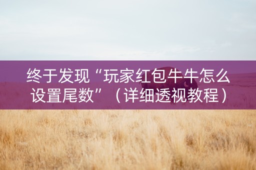 终于发现“玩家红包牛牛怎么设置尾数”（详细透视教程）-哔哩哔哩