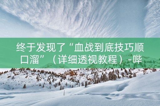 终于发现了“血战到底技巧顺口溜”（详细透视教程）-哔哩哔哩