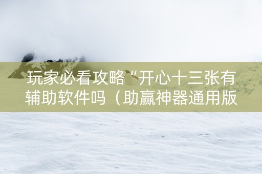 玩家必看攻略“开心十三张有辅助软件吗（助赢神器通用版）