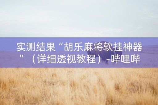 实测结果“胡乐麻将软挂神器”（详细透视教程）-哔哩哔哩