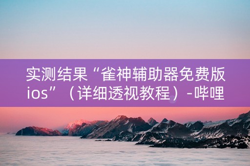 实测结果“雀神辅助器免费版ios”（详细透视教程）-哔哩哔哩