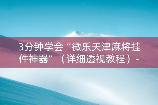 3分钟学会“微乐天津麻将挂件神器”（详细透视教程）-哔哩哔哩