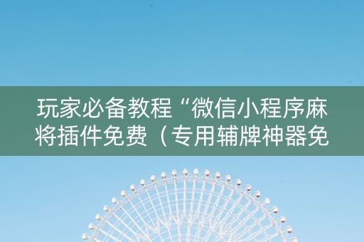 玩家必备教程“微信小程序麻将插件免费（专用辅牌神器免安装）