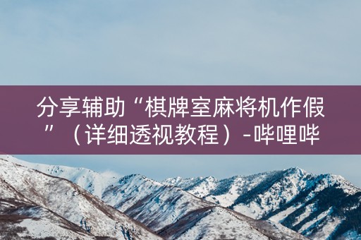 分享辅助“棋牌室麻将机作假”（详细透视教程）-哔哩哔哩