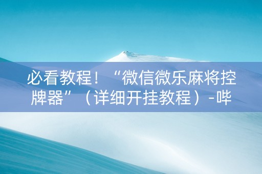 必看教程！“微信微乐麻将控牌器”（详细开挂教程）-哔哩哔哩