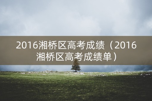2016湘桥区高考成绩（2016湘桥区高考成绩单）