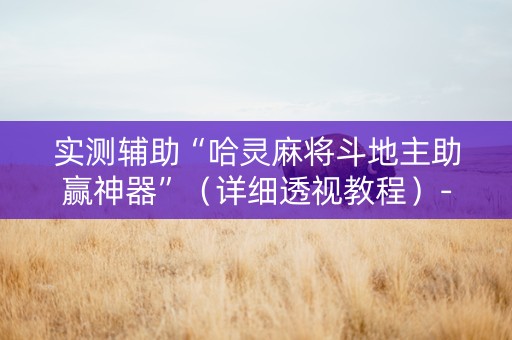 实测辅助“哈灵麻将斗地主助赢神器”（详细透视教程）-哔哩哔哩