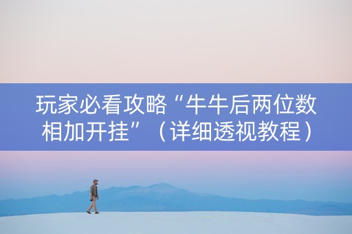 玩家必看攻略“牛牛后两位数相加开挂”（详细透视教程）-哔哩哔哩