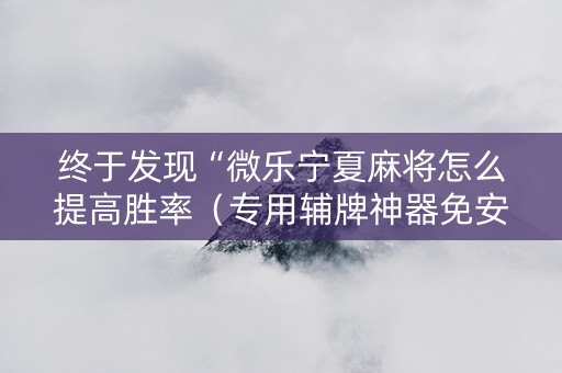 终于发现“微乐宁夏麻将怎么提高胜率（专用辅牌神器免安装）