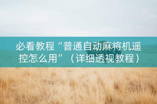 必看教程“普通自动麻将机遥控怎么用”（详细透视教程）-哔哩哔哩