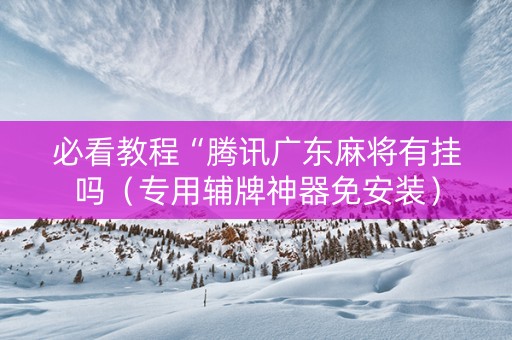 必看教程“腾讯广东麻将有挂吗（专用辅牌神器免安装）