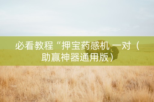 必看教程“押宝药感机 一对（助赢神器通用版）
