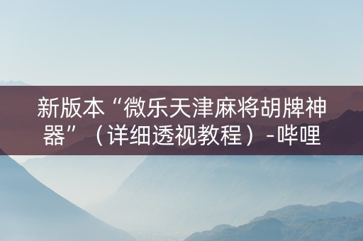 新版本“微乐天津麻将胡牌神器”（详细透视教程）-哔哩哔哩