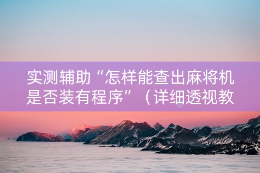 实测辅助“怎样能查出麻将机是否装有程序”（详细透视教程）-哔哩哔哩