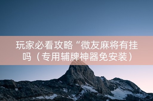 玩家必看攻略“微友麻将有挂吗（专用辅牌神器免安装）