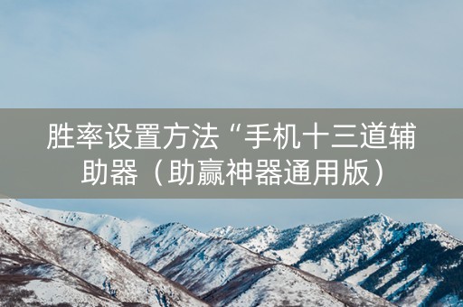 胜率设置方法“手机十三道辅助器（助赢神器通用版）